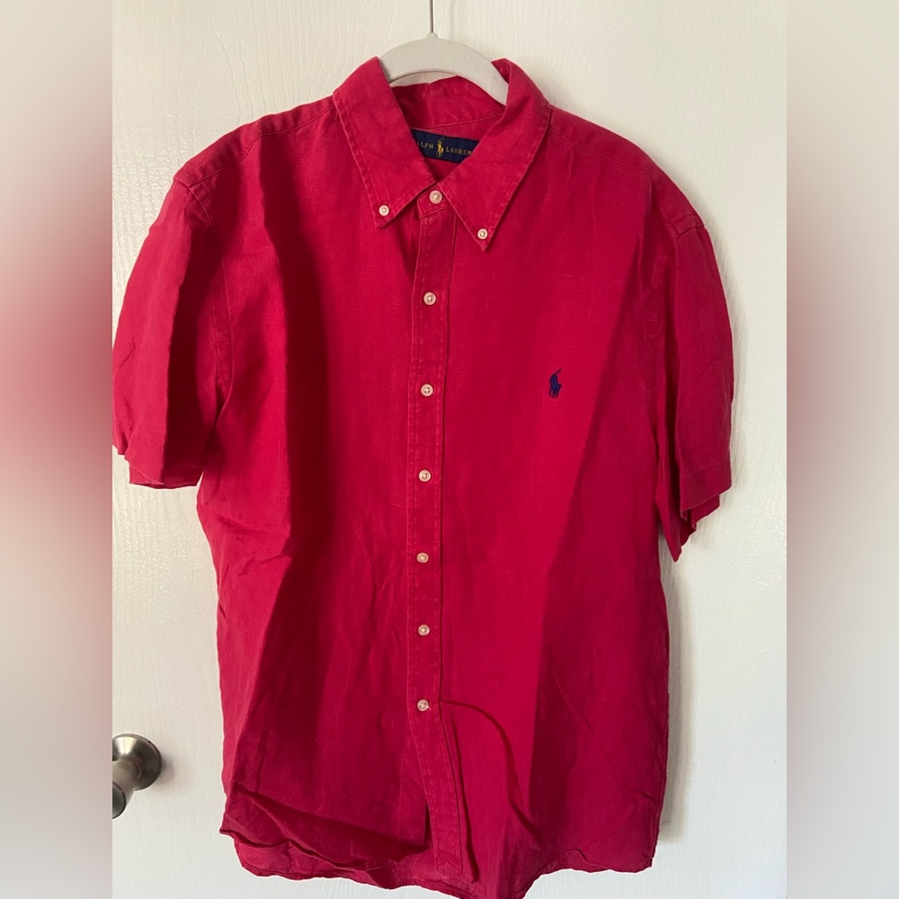 Ralph Lauren Men’s Linen Hot Pink Polo Large